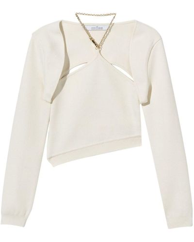 ROKH Cut-out Halterneck Knitted Top - White