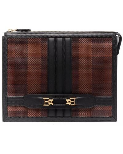 Bally Logo-plaque Leather Clutch Bag - Brown