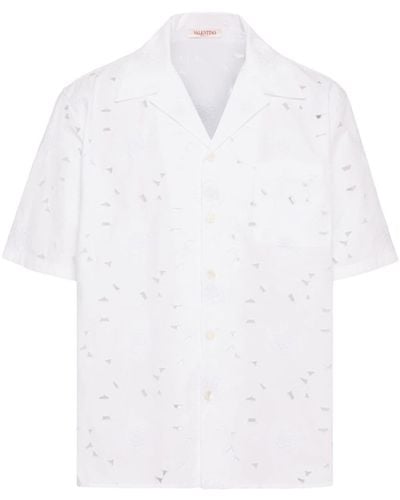 Valentino Garavani Camisa bowling con bordado inglés - Blanco