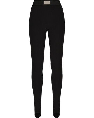 Dolce & Gabbana Leggins con placa del logo y cintura alta - Negro