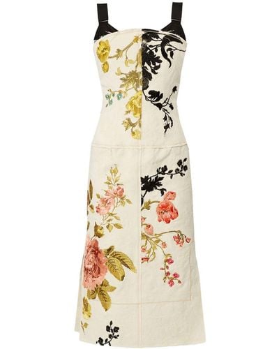 Erdem Floral-embroidered Paneled Dress - Metallic