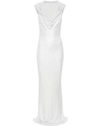De La Vali Manhattan Rhinestoned Maxi Dress - White