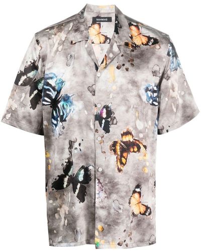 NAHMIAS Camisa con motivo de mariposas - Gris