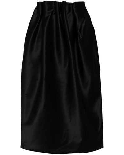 Simone Rocha Pleated Satin Midi Skirt - Black