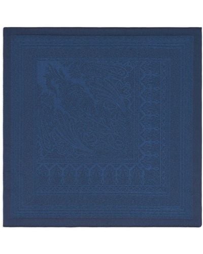 Etro ペイズリー ポケットチーフ - ブルー