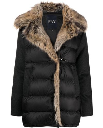 Fay Quilted Wool Jacket - Black