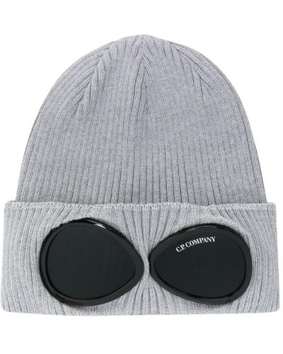 C.P. Company Gerippte Mütze mit Goggle-Detail - Grau