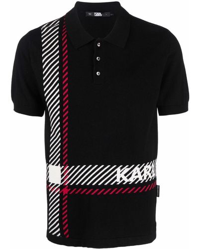 Karl Lagerfeld Knitted Polo Shirt - Black