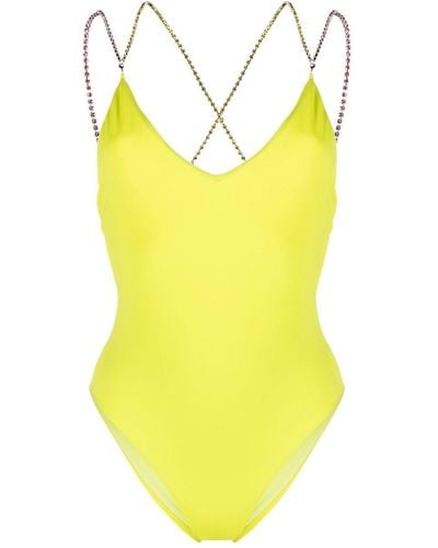 Gcds Crystal-strap Swimsuit - Yellow