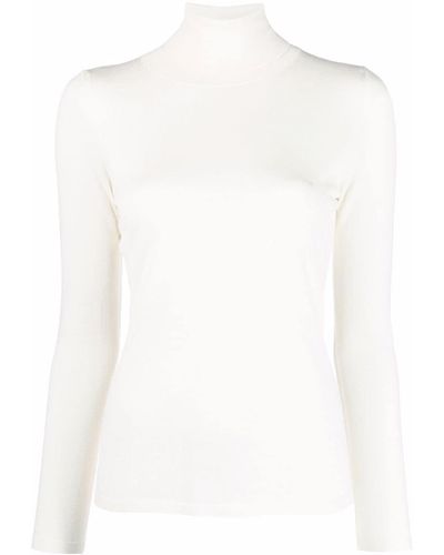 Liska Fine-knit Roll-neck Jumper - White