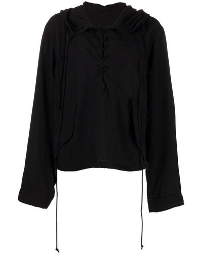 Yohji Yamamoto レースアップ パーカー - ブラック