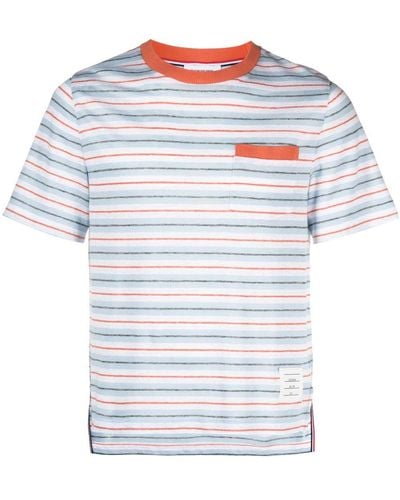 Thom Browne T-shirt con dettaglio a righe - Blu