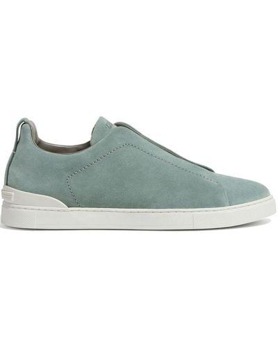 ZEGNA Triple Stitch Suede Sneakers - Green