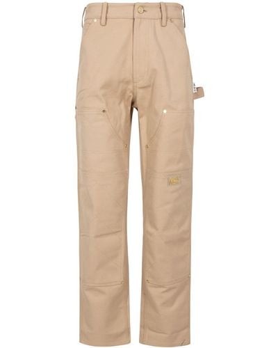 Advisory Board Crystals Diamond Stitch Double Knee Trousers - Natural
