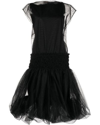 Molly Goddard Tulle Puffball Midi Dress - Black