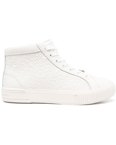 Tommy Hilfiger Embossed-monogram High-top Sneakers - White