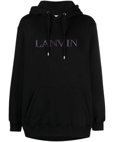 Lanvin Hoodie en coton à logo appliqué - Noir