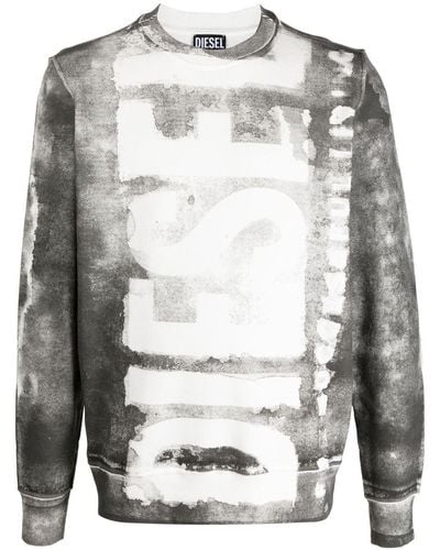 DIESEL S-giny Katoenen Sweater Met Logoprint - Grijs