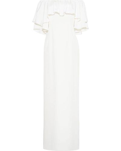 Adam Lippes Ruffled Off-shoulder Silk Gown - White