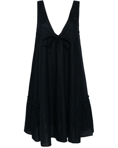Emporio Armani Ruffled V-neck Minidress - Black