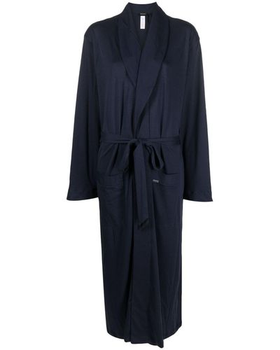 Hanro Tie-waist Cotton Robe - Blue
