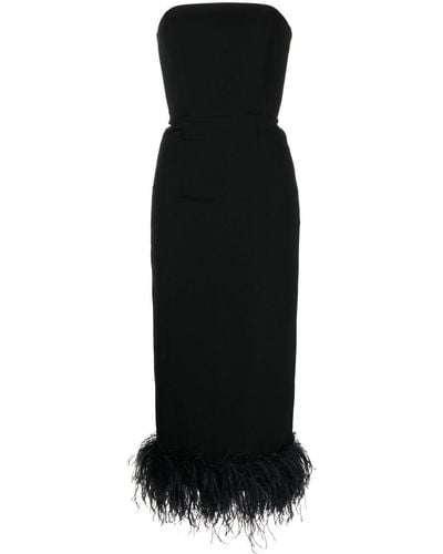 16Arlington フェザートリム ドレス - ブラック