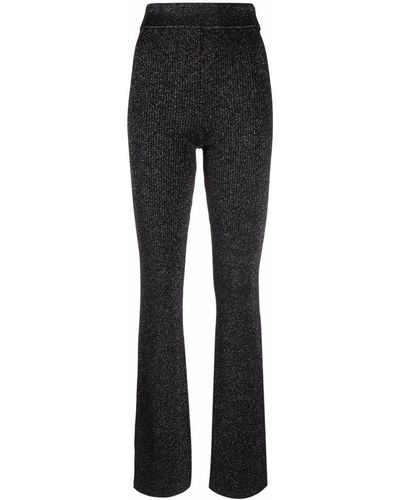 Gcds Lurex-knit High-waisted Trousers - Black