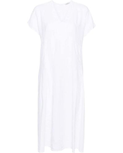 Peserico Pleated Linen Midi Dress - White