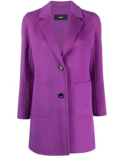Arma Single-breasted Wool Coat - Purple