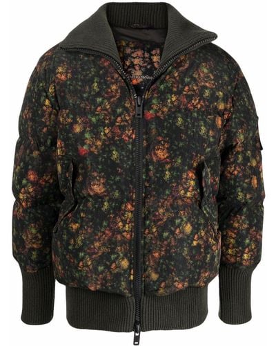 Emporio Armani Floral-print Padded Jacket - Black