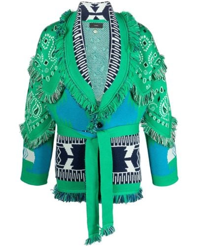 Alanui Bandana-print Knitted Cardigan - Green