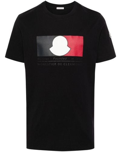 Moncler Katoenen T-shirt Met Logoprint - Zwart