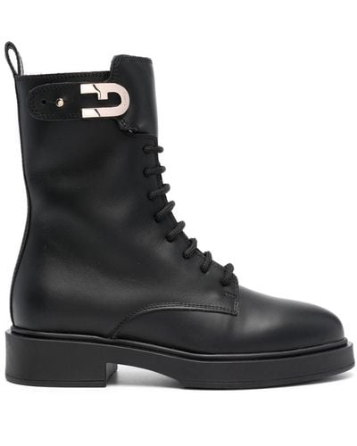 Furla Legacy Leather Ankle Boots - Black