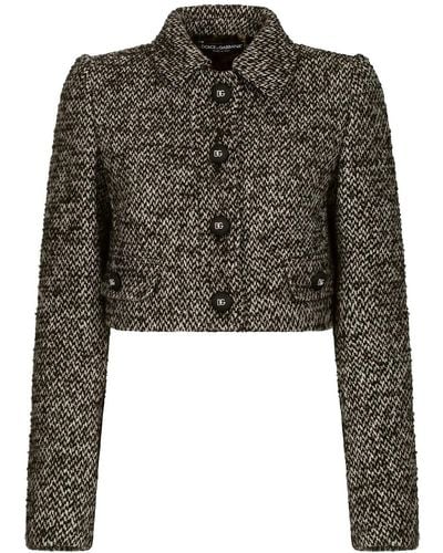 Dolce & Gabbana Cropped-Jacke aus Tweed - Schwarz