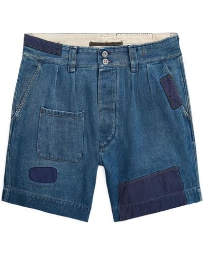 RRL Patchwork-design Shorts - Blue