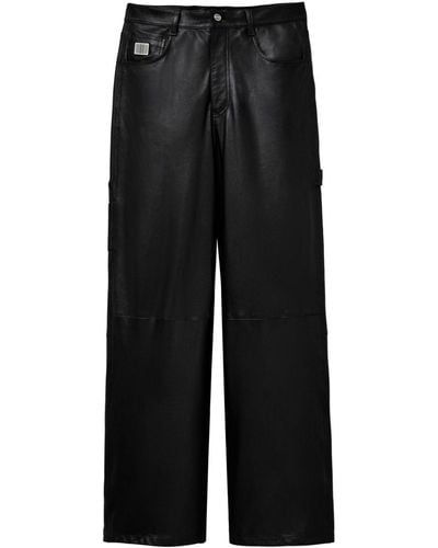 Marc Jacobs Pantalon en cuir à coupe ample - Noir