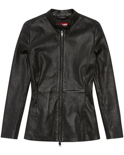 DIESEL L-sory-n1 Logo-appliqué Leather Jacket - Black
