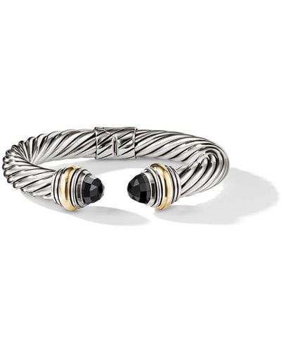 David Yurman 14kt Yellow Gold And Sterling Silver Cable Classics Color Onyx Bracelet - Metallic
