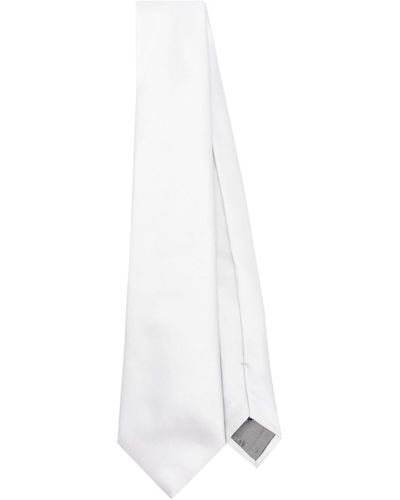 Emporio Armani Faille Silk Tie - White