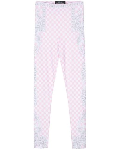 Versace Checkerboard-pattern leggings - White