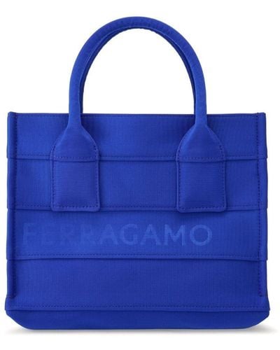 Ferragamo Small Paneled Tote Bag - Blue