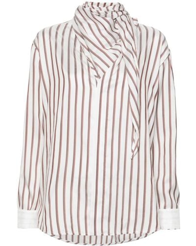 Bottega Veneta Striped Silk Shirt - ホワイト