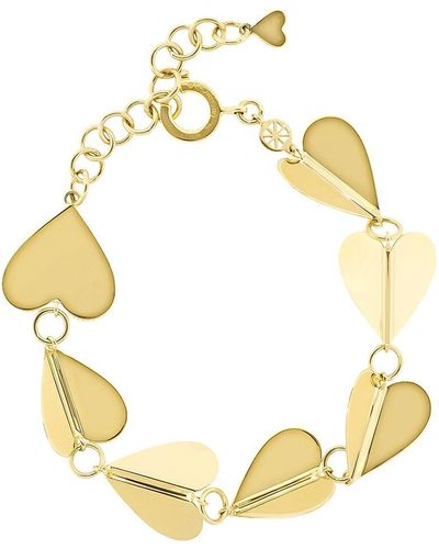 CADAR 18kt Yellow Gold Wings Of Love Solid Hearts Bracelet - Metallic