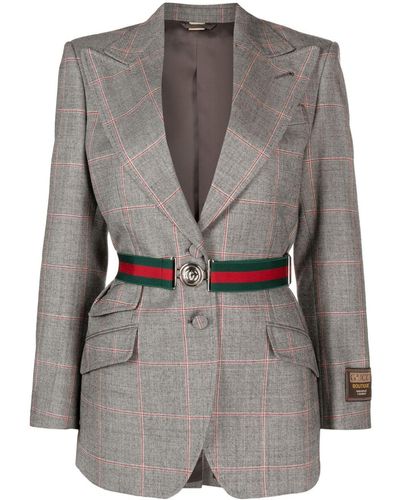 Gucci Wool Single-breasted Blazer Jacket - Grey