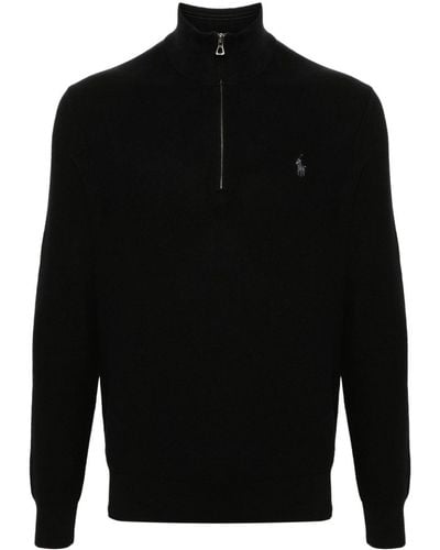 Polo Ralph Lauren Polo Pony-embroidered Cotton Sweater - Black