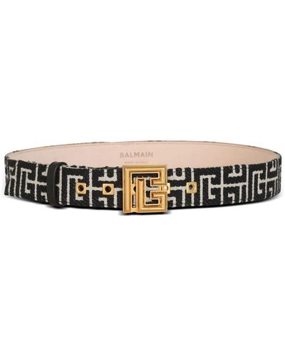 Balmain Monogram-pattern Belt - Black