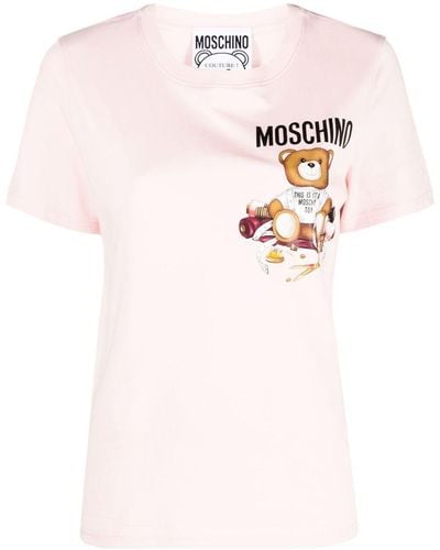Moschino T-shirt Met Teddybeerprint - Roze