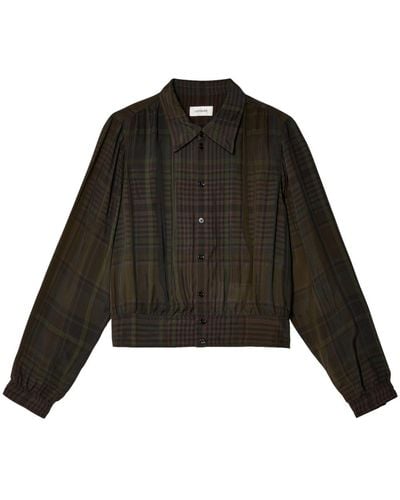 Lemaire Checked Cropped Shirt - Black