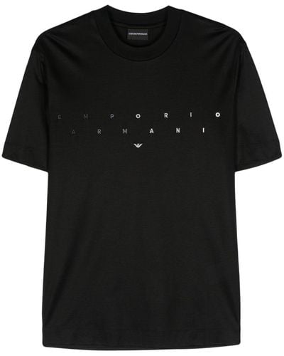 Emporio Armani Logo-embroidered Crew-neck T-shirt - Black