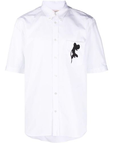 Alexander McQueen Orchid-embroidered Cotton Shirt - White